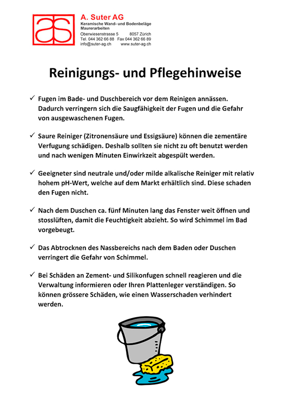 Reinigungstipps von A. Suter AG